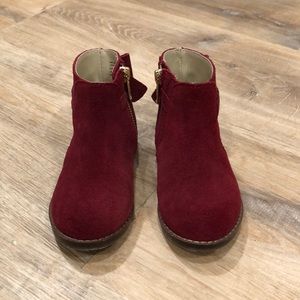 Janie and Jack suede cranberry booties